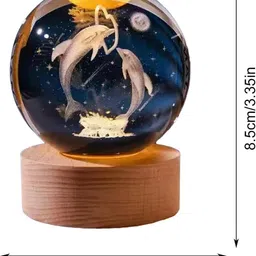 wengonvila Crystal Ball Night Light 3D Inner Carved Lighting Crystal Ball with LED Base Table Lamp image 4