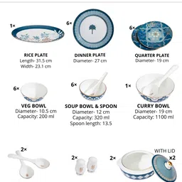 clay craft Pack of 40 Ceramic India Circus Oceanic Opulence Limited Edition Fine Ceramic 40-Piece Dinner Set Dinner Set image 3