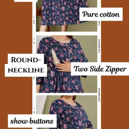 grinah fashion Printed Pure Cotton Stitched Flared/A-line Gown image 2