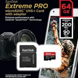SanDisk SDSQXCU-064G-GN6MA Extreme Pro 64 GB MicroSDHC Class 10 200 MB/sMemory Card Compatible with Camera, Mobile image 2