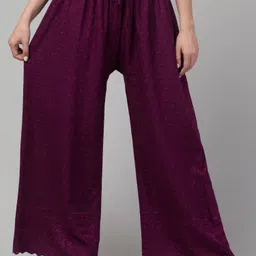 Women Relaxed Purple Viscose Rayon Trousers-image-20