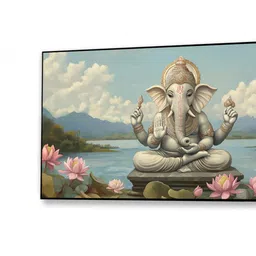 nestroots Canvas Framed Divine Ganesha Prosperity and Wisdom Wall Painting image 5