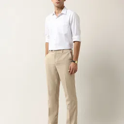 arrow Men Tapered Beige Polyester Trousers image 5