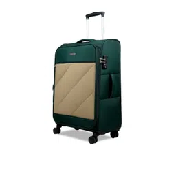 CARRIALL Green & Beige Color-Blocked Soft-Sided cabin Trolley Suitcase image 3
