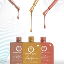 Colors Queen Set of 3 Affair Long Lasting & Chip-Resistant Matte Nail Lacquer - 13 ml each image 5