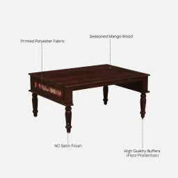 mudramark from pepperfry Chippa Solid Wood Nesting Coffee Table Set In Scratch Resistant Tubbaq Finish With Cushioned Stools image 4