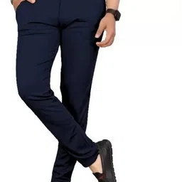 Slim Fit Men Dark Blue Trousers-picture-15