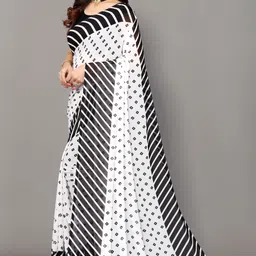 yashika Printed, Striped Bollywood Georgette Saree image 4