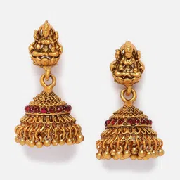 PANASH Gold-Plated Kundan-Studded Peacock Shaped Temple Layered Jewellery Set image 2
