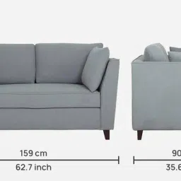 woodsworth from pepperfry Miranda Chenille Fabric 2 Seater Sofa In Ash Grey Colour image 2