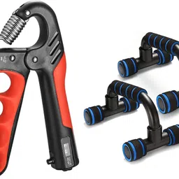 pheonix Combo of 5-100 Kg Adjustable Hand Gripper with Push Up Stand for Body Workout Fitness Accessory Kit Kit-picture-19