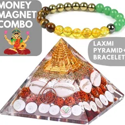 vibesle Combo of Dhan Laxmi Pyramid & Money Magnet Crystal Bracelet To Attract Money Decorative Showpiece - 10 cm-picture-12