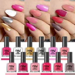 noy Quick Dry Long Lasting Nail Polish Combo Offer Set of 12 Combo No-03 Mauve,Red,Peach,Nude,Magenta,Nude Grey,Peach,Purple,Silver,Golden,Top Coat-picture-17