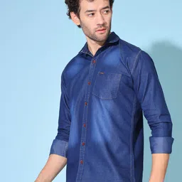 idh Men Regular Fit Washed Spread Collar Casual Shirt image 3