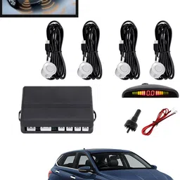 maties 4Pcs White Reverse Parking Sound Warning sensor for car Protection-146 Car Reverse Parking White 4 Sensor With LED Display/Buzzer -146 Parking Sensor-picture-24