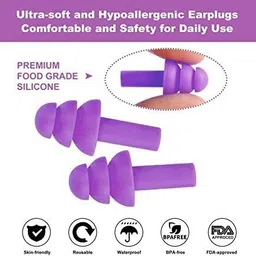 el syco Ear Plugs Soft Silica Gel Noise Reduction-4 Pairs Ear Plug image 2