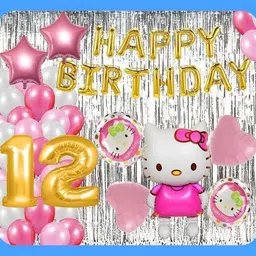 magic window Z_xHello Kitty GI 70 Pc Birthday Decoration Kit Gold No.12 Foil Balloon Boys-picture-32