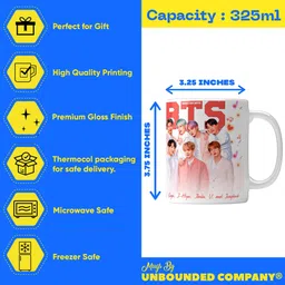 unbounded company BTS Bangtan Boys White Ceramic Coffee Mug image 5