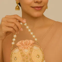 bagcouture Women Beige Potli image 5