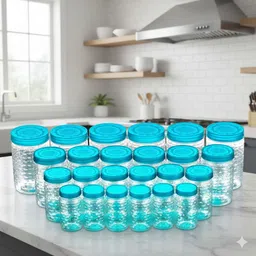 maxtid Plastic 24 Pcs Jar Set for Kitchen Storage Airtight Spice & Dry Fruit Containers Storage Basket-picture-23