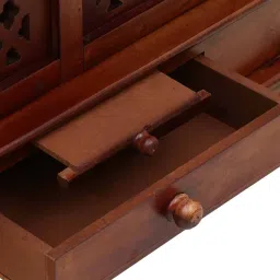 d'dass Honey Finish Sheesham Wood & MDF Wall Mounted Mandir With Door image 4