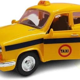 rjtoys Ambassador Kolkata Taxi Toy Door Openable Pull-Back (Yellow, 13 cm) image 1