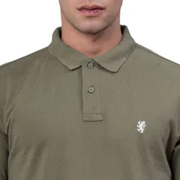 red tape Men Solid Polo Neck Pure Cotton Green T-Shirt image 4
