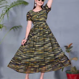 kv fashion Women Fit and Flare Green Midi/Calf Length Dress image 4