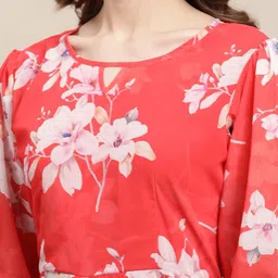 fabflee Women A-line Red Midi/Calf Length Dress image 4