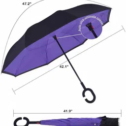 dharmisho Double Layer Inverted Reversible No Drip Umbrella with C Shape Handle Umbrella image 3