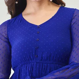 aayu Women Fit and Flare Blue Maxi/Full Length Dress image 4