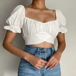 newlookas Casual Regular Sleeves Solid Women White Top image 3