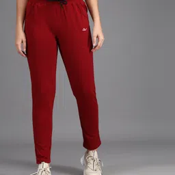 Women Solid Maroon Track Pants-image-7