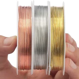 aleaf 60 Meters - 28 Gauge Copper, Silver and Brass Wire (20 Meters Each) for Craft, Jewelry Making, Beading Wire and School Project image 3
