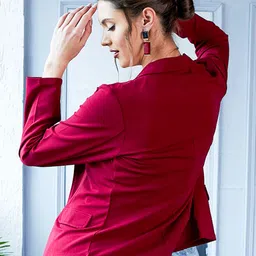 athena Women Solid Tuxedo Style Formal Blazer image 2