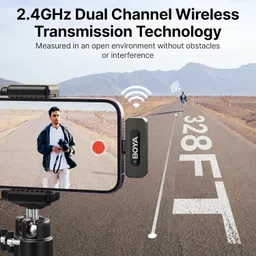boya BY-V2 2.4 ghz Omnidirectional Wireless Microphone System with 2 Transmitters Microphone image 2