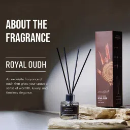 aromahpure Premium Reed Diffuser Oudh 60 ML with 4 Fiber Reed Sticks image 4