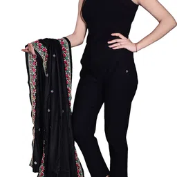 vkkulsum Rayon Embroidered Black Women Dupatta image 4