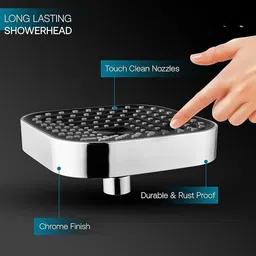 marinoaqua SQR ABS Square Overhead Shower | High-Pressure, Chrome Finish, Water-Saving Fixed Mount image 2