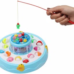 toygenic Fishing Toy Set Electric Rotating Magnetic Fish Catching Game With Musical Light-picture-22
