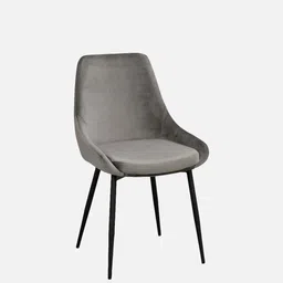 casacraft from pepperfry Rubel Velvet Dining Chair In Grey Colour image 3