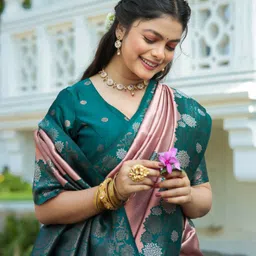 cosbila fashion Woven Banarasi Silk Blend Saree image 2