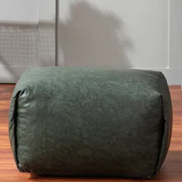 nestroots Cube Leatherette Pouffe In Teal Colour image 1