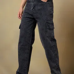 white leapard Men Loose Fit Mid Rise Grey Jeans-picture-32