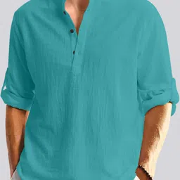 Men Solid Cotton Blend Straight Kurta-image-20