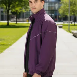 CHKOKKO Solid Men Wind Cheater image 3