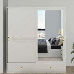 casacraft from pepperfry Casada 2 Door Sliding Wardrobe With Mirror & Drawer In Pumic Grey Finish-picture-26