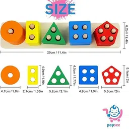 popsee English Alphabet A to Z, Number Learning Board & Wooden Shape Sorter Blocks image 2