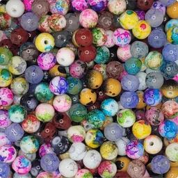 indikonb Marble Glass Pearl Beads - 350 Assorted Designs for Jewelry & Crafts (8mm)-picture-23