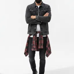 liba creations Men Solid Denim Fleece Jacket image 3